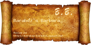Barabás Barbara névjegykártya